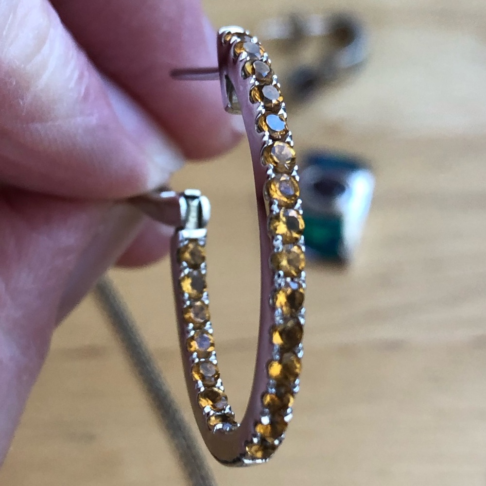 Citrine Sterling hoop earrings (E9)